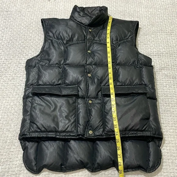 Mens Vintage Miller Outerwear Goose Down Western Puffer Vest Snap Black Size M/L